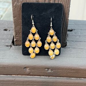Elegant Gold and Orange Chandelier Earrings